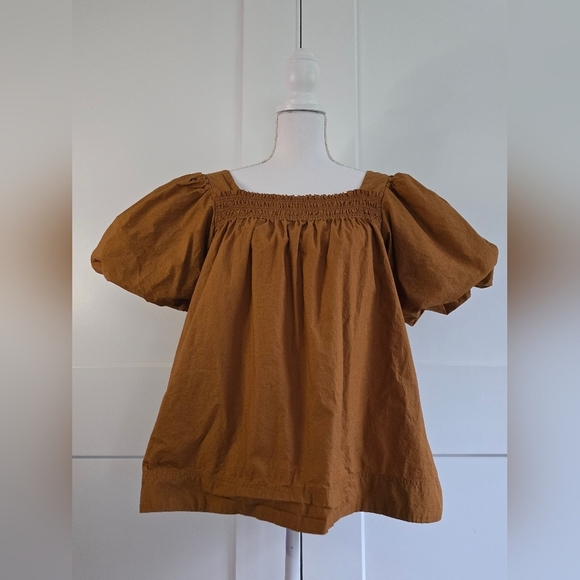 Maeve By Antropologie Women's Brown Puff Sleeve Top - Picture 10 of 15
